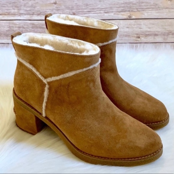 NEW!! UGG Kasen II Chestnut Pull on Heeled Ankle Booties - Picture 2 of 8